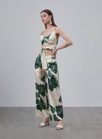 Printed Flare Leg Silk Pants image 1