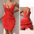 Wave solid color sexy slim nightdress