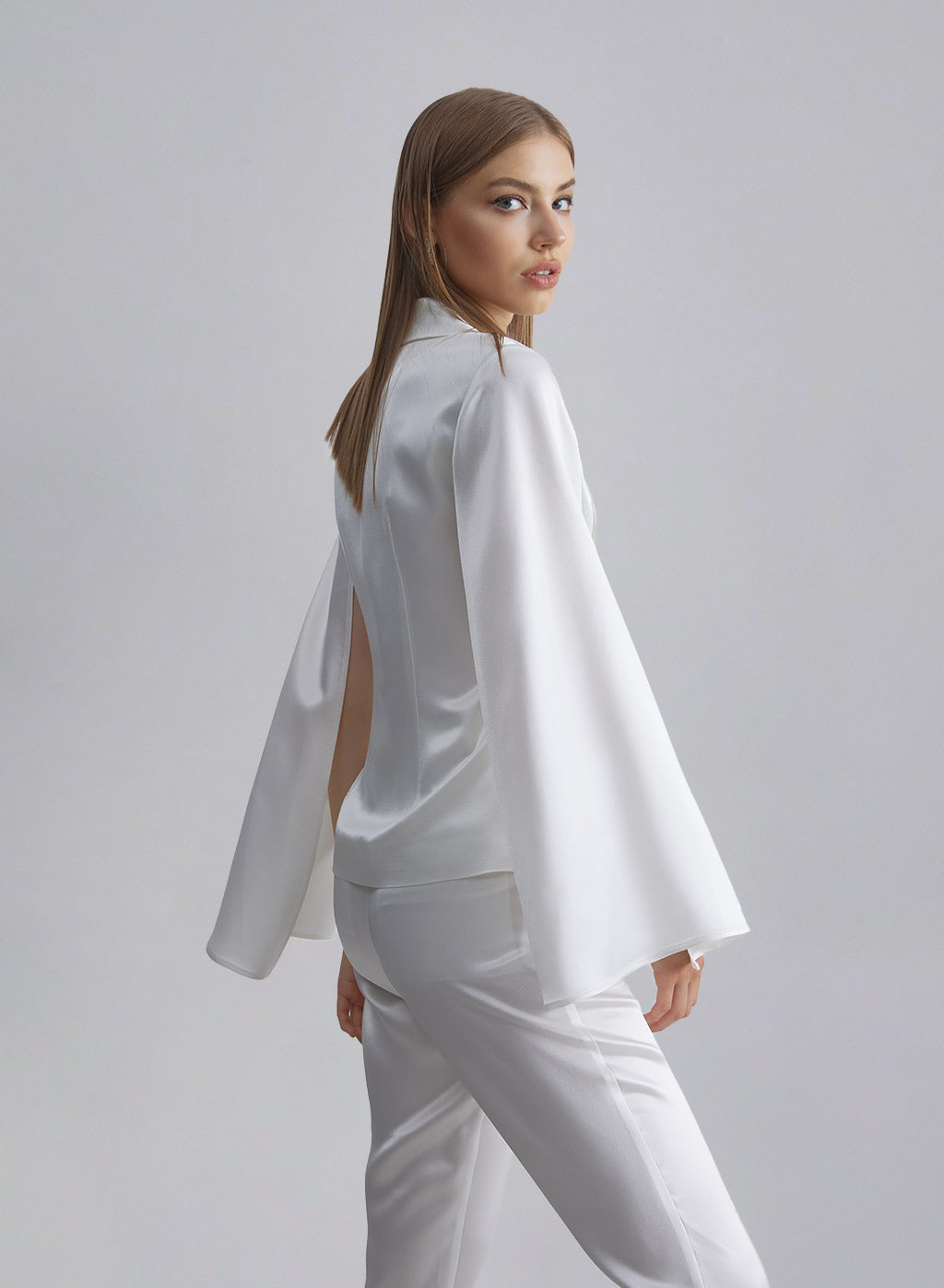 Shawl Lapel Satin Cape Blazer image 1