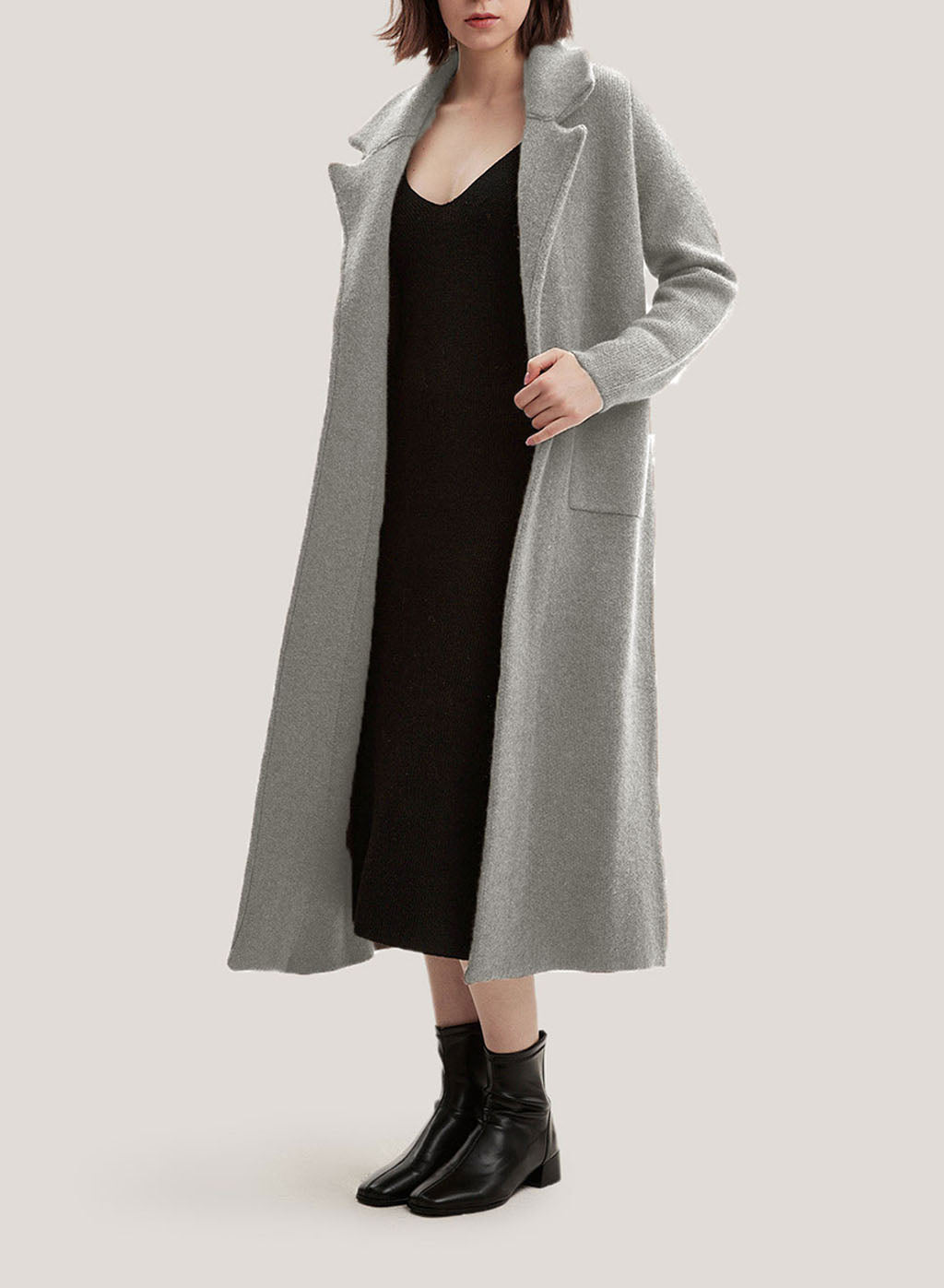 Wool And Yak-Blend Coat - Smoke, L image