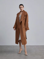 Uneven Lapel Double-Faced Coat - Copper, XS image