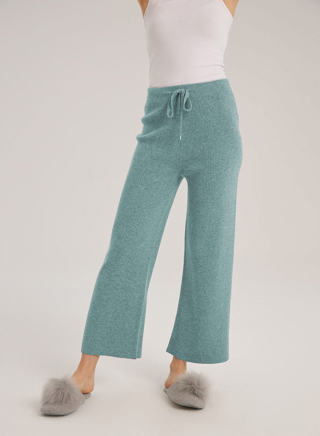 Hadley Drawstring Cashmere-Wool Pants - Magic Mint, S image