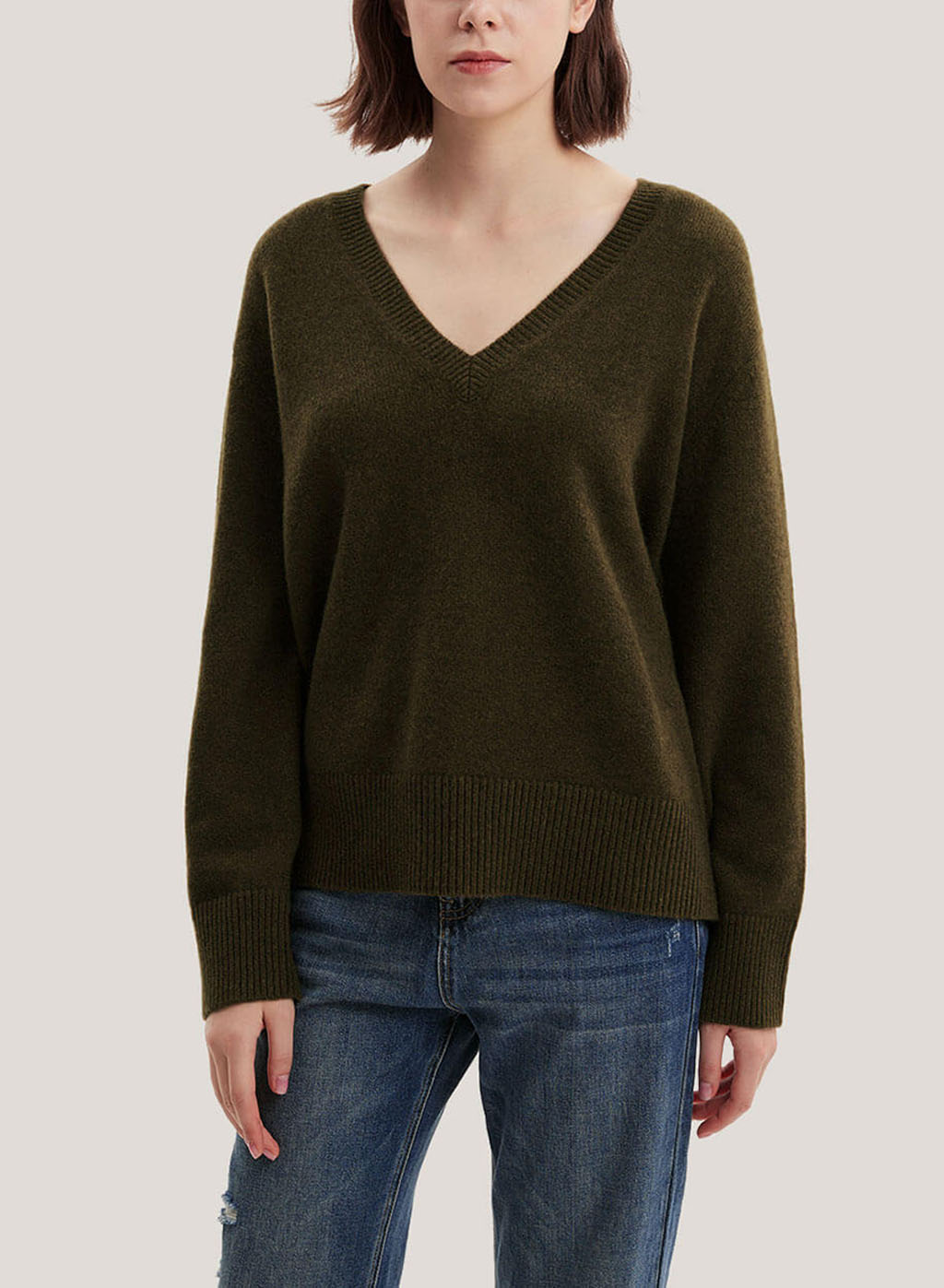 Wool And Yak-Blend Sweater - Dark Olive, S image