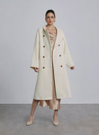 Merino Wool Mock Neck Long Coat - Offwhite, S image
