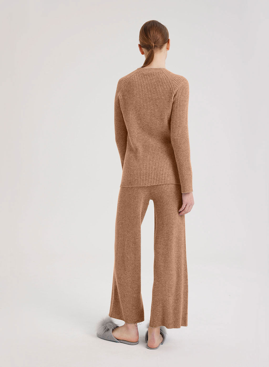 Camel Hair Leisure Rib-Knit Set image 1