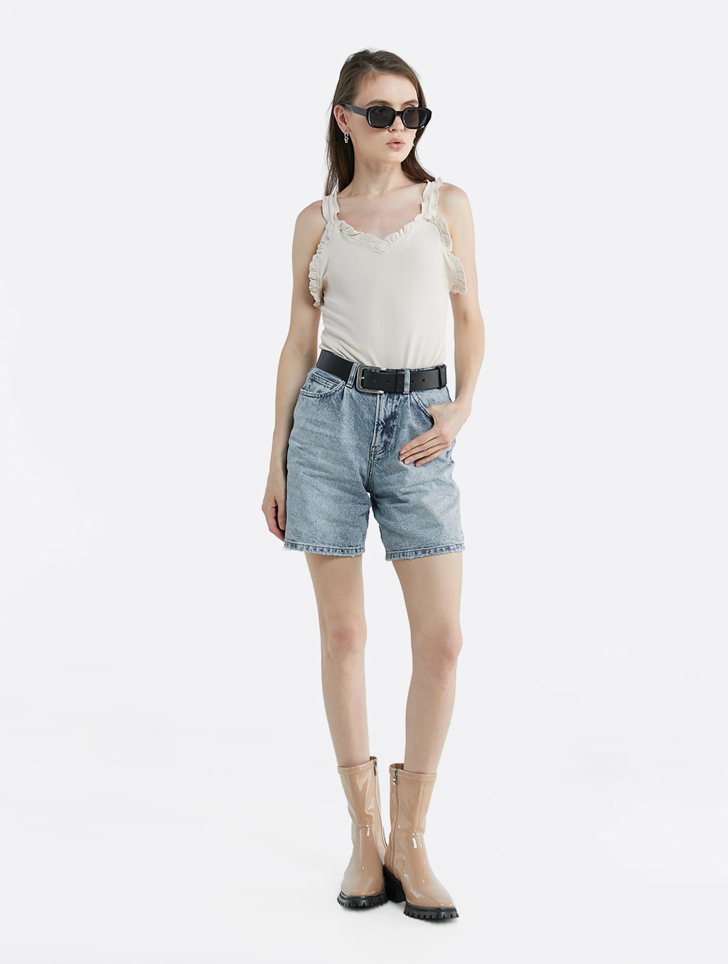 Ribbed Ruffle Strap Bodysuit image 1