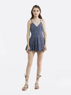 Floral V-neck Lace-up Flounce Romper image 3