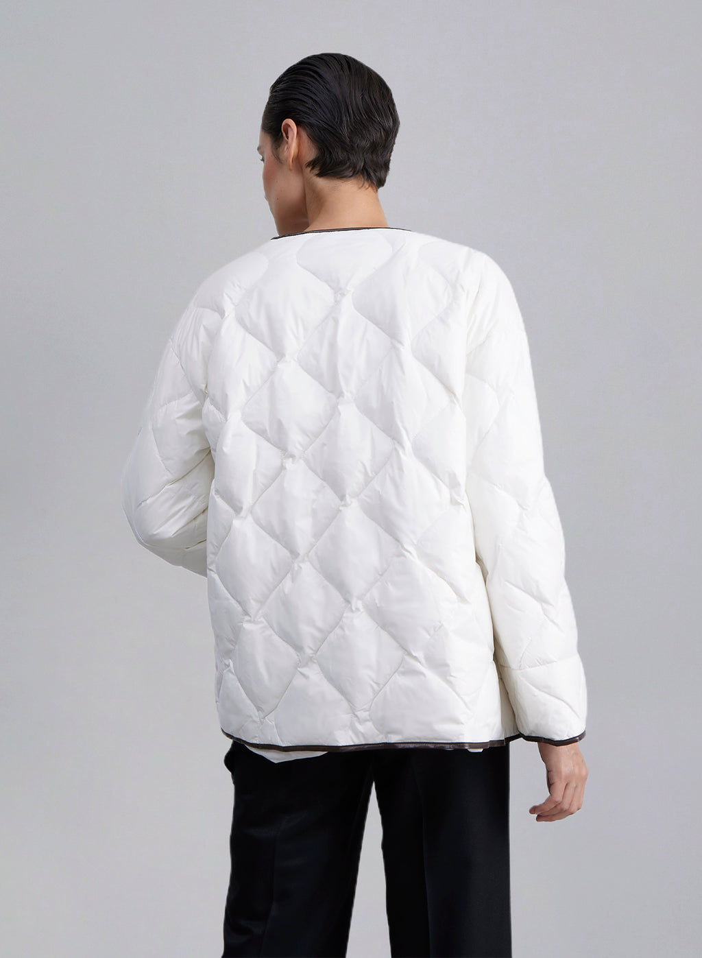 Contrast Trim Crewneck Down Jacket image 1