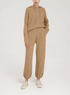 Fine-Knit Pure Merino Wool Hoodie Set - Camel, XL image