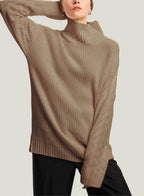 Oversized Pure Wool Turtleneck Sweater - Tortilla, XS image