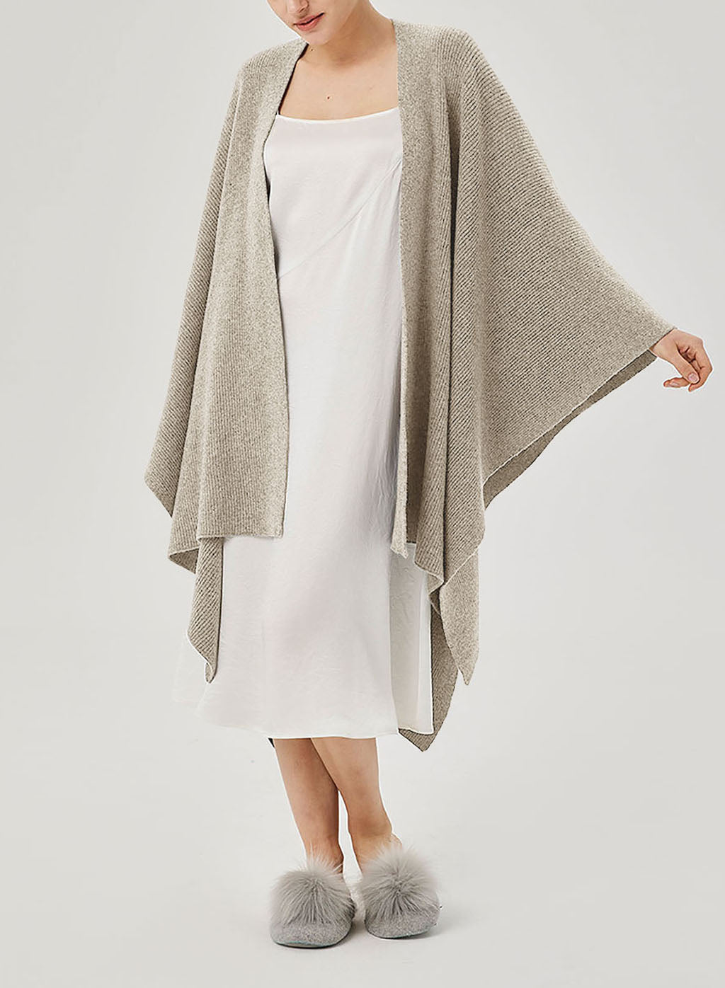 Yak Wool Poncho - Cream, OS image