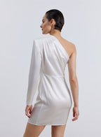 One Shoulder Silk Mini Dress image 1