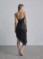 Lace Slant Hem Silk Dress image 1