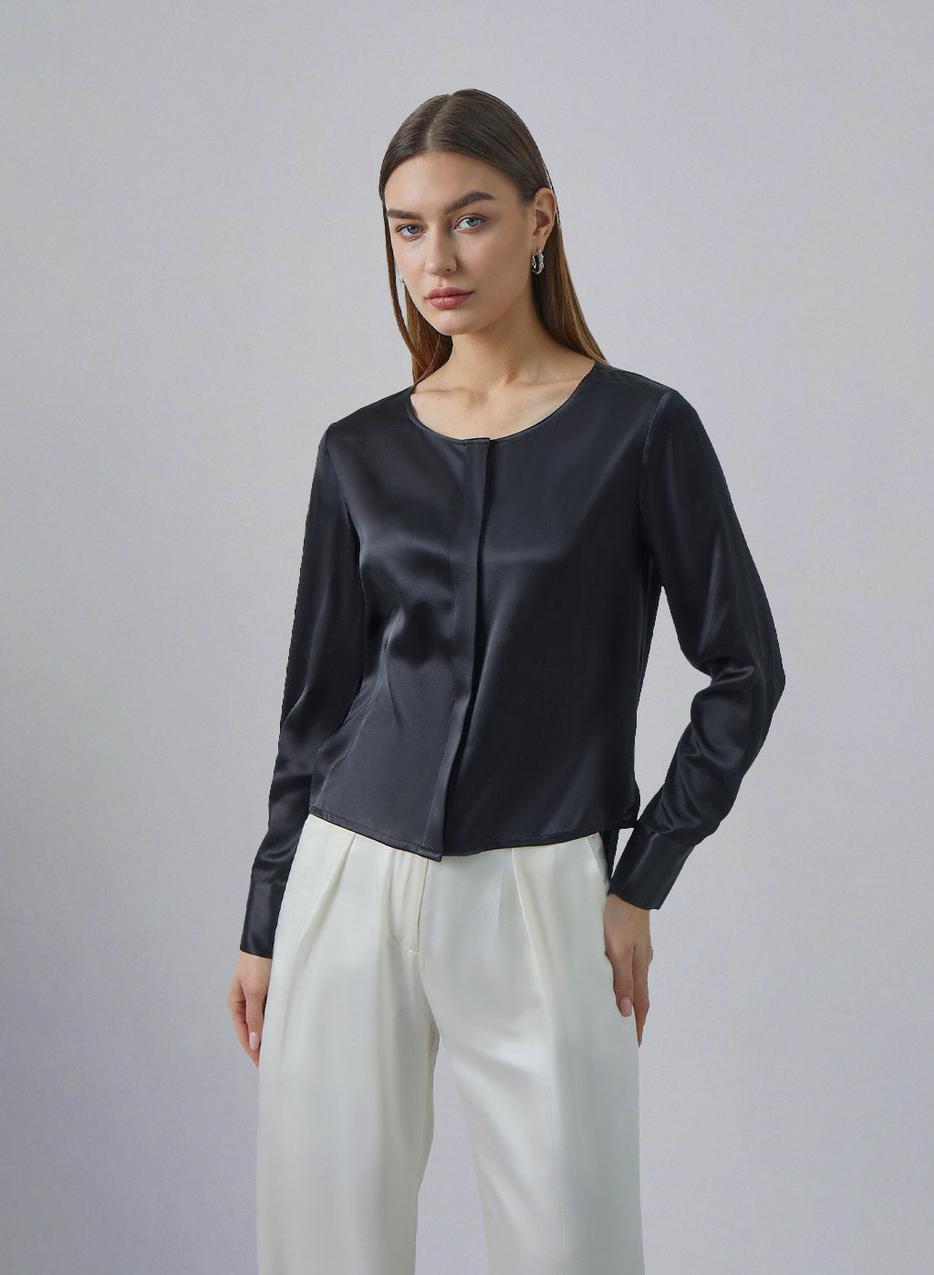 Round Neck Silk Blouse image 0