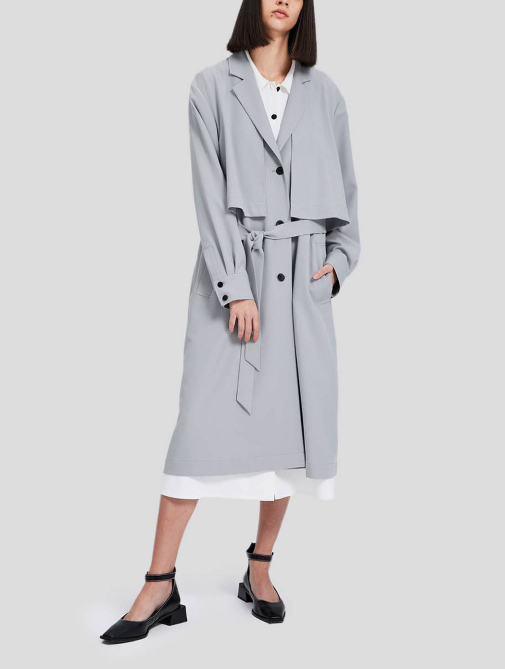 Patchwork Trench Coat - Celadon, XL image