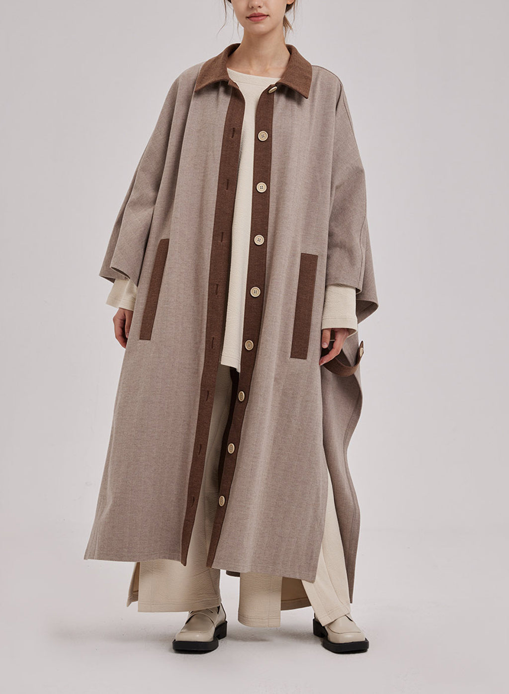 Contrast Trim Cape Coat image 0
