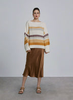 Striped Puff Sleeve Sweater - Multiple Colour, S image