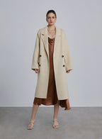 Cocoon Flap Pocket Wool Coat - Magnolia, L image