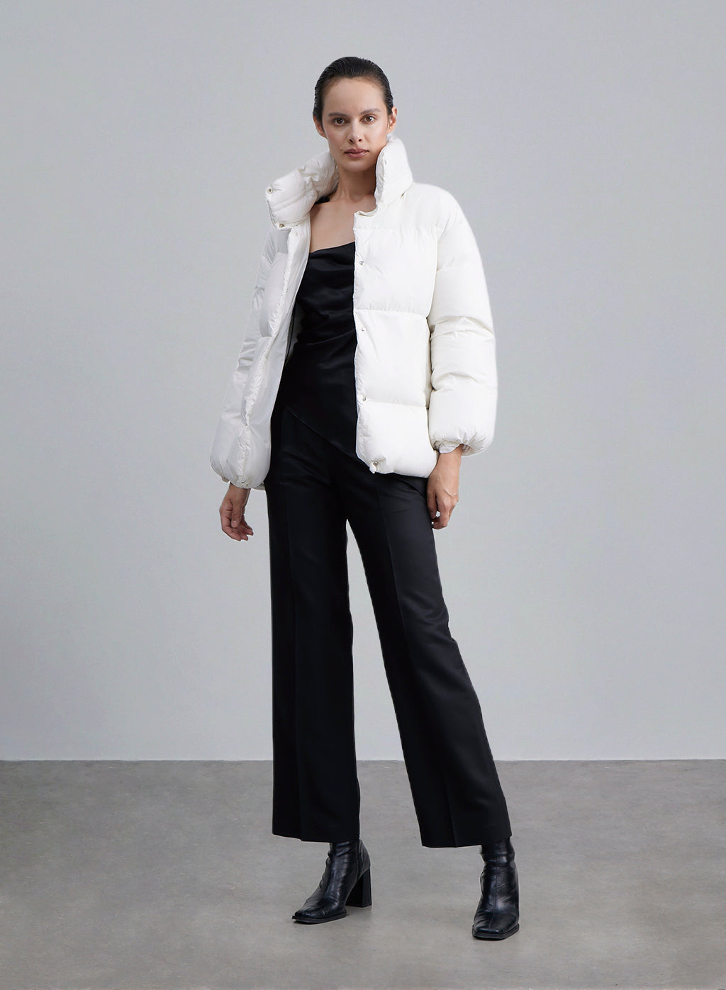 Turtle Neck Press Button Puffer Jacket image 0
