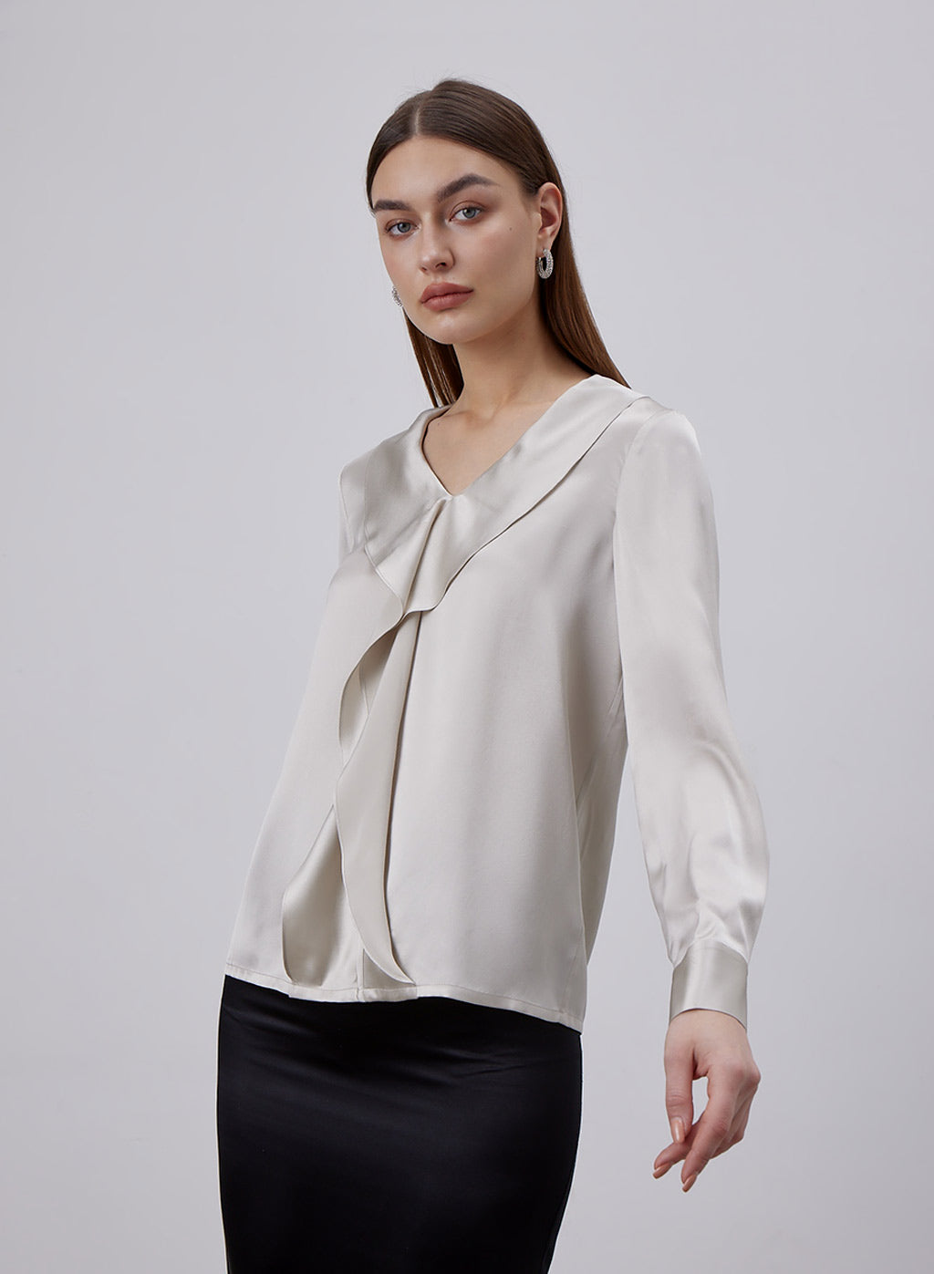 Layered V-neck Silk Blouse image 0