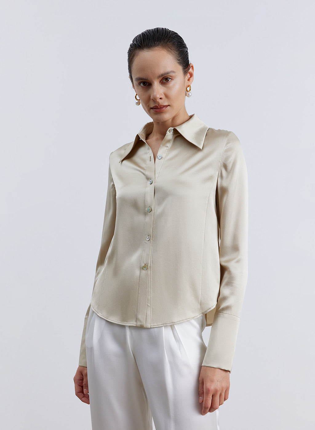 Split Line Tunic Silk Blouse image 0