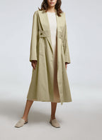 Midi Pure Cotton Coat with Ulster lapel - Beige, M image