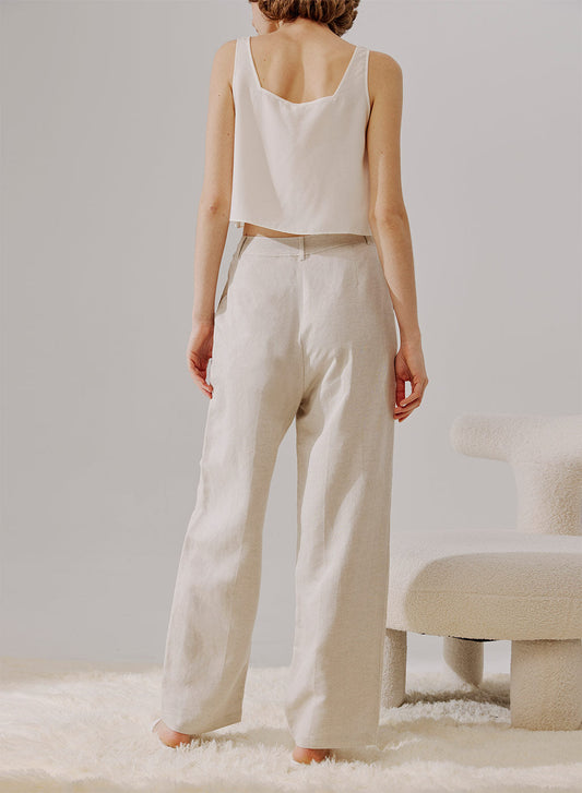 Wide-Cut Linen Pants image 1