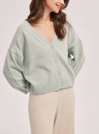 Buttoned Crop Cardigan - Fern, M image