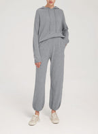 Fine-Knit Pure Merino Wool Hoodie Set - Grey, M image
