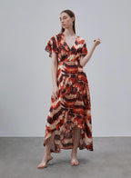 Printed Holiday Style Silk Dress image 0