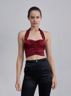 Front Pleated Halterneck Silk Top image 1