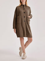 Box Cut Yak Wool Cardigan - Bark, M image