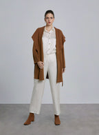 Knitted Collar Belted Short Wool Coat image 0