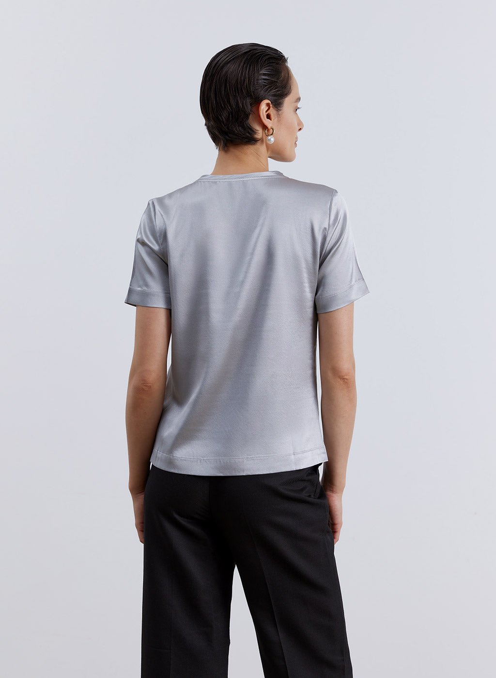 Minimalist V Neck Silk Shirt image 1