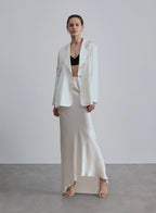 Loose One-button Front Silk Blazer - Ivory, XS image