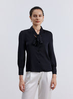 Polka Dots Necktie Silk Blouse image 0