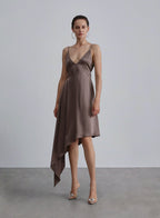 Asymmetric Handkerchief Hem Silk Slip Dress - Suva Grey, XS image