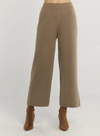 100% Cashmere Side-Slit Pants - Dark Sand, L image