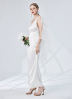 Plunge V-neck Wide-Leg Satin Jumpsuit image 1
