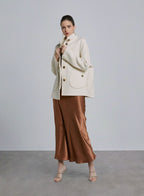 Mock Neck Short Wool Coat - Ivory, S image