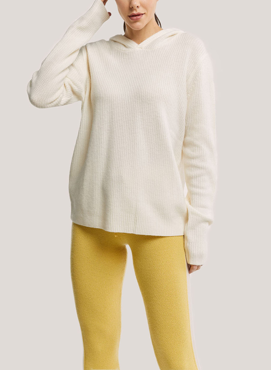 Relaxed Wool-Cashmere Hoodie - Ivory, L image