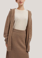 Pure Cashmere Cardigan With Hooded - Pale Taupe, L image