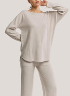 Boatneck Pure Wool Sweater - Oatmeal, XS image