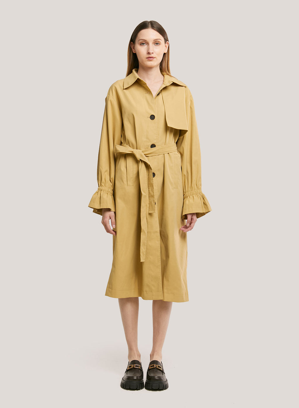 Single-Breasted 100% Cotton Trench Coat