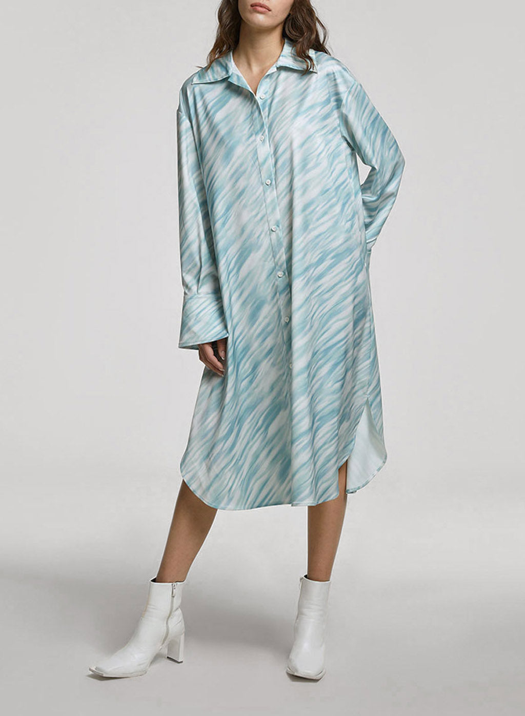Printed Oversized Shirt Dress image 0