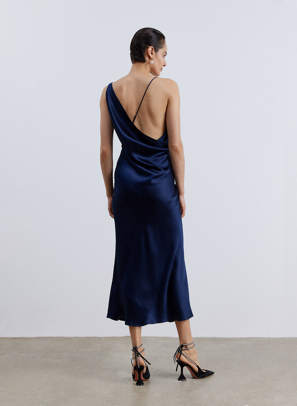 Back Cross Cowl Neck Silk Dress image 1