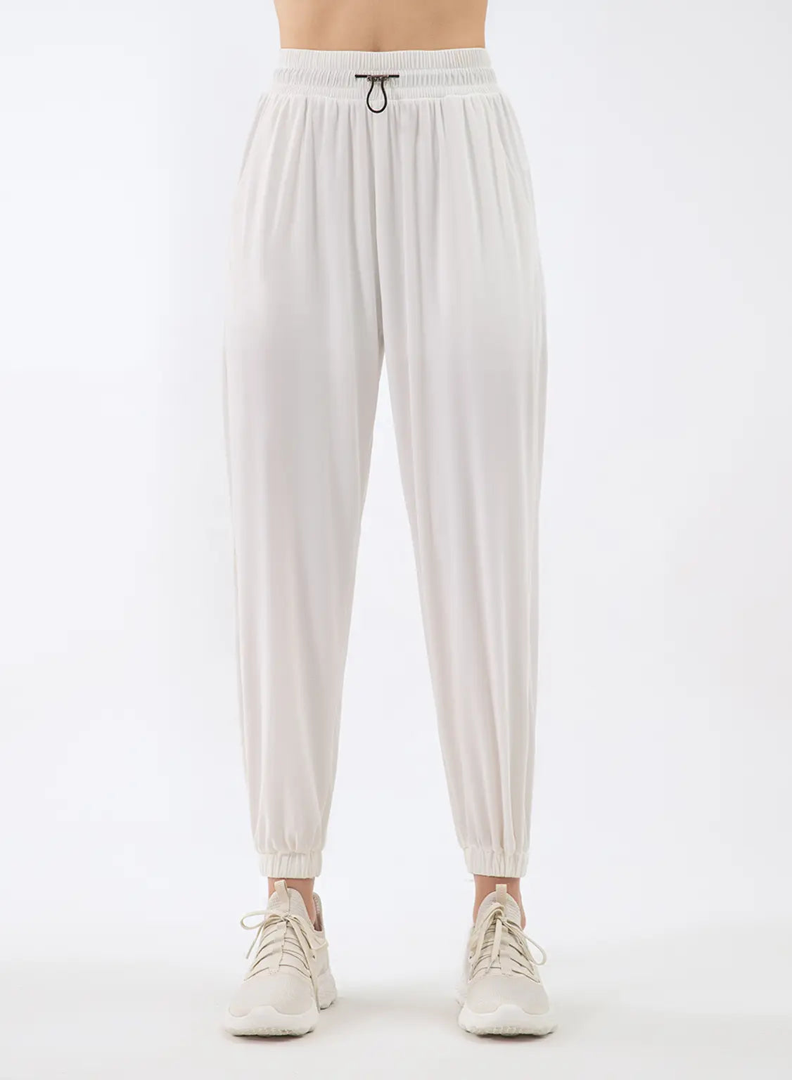 Breathable High-Rise Tapered Joggers - Pearl White, S image