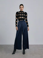 Skinny Hole Detail Wool Top - Black, S image
