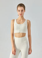 Energy Front-Zip Sports Bra - Ivory, S image