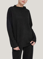 Oversize Funnel Pure Cashmere Sweater - Black, L image